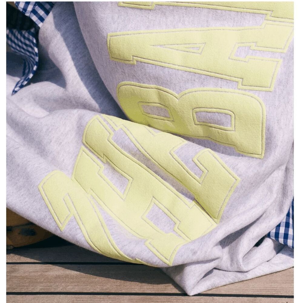 The Bar Varsity Sweatshirt in Lt Heather Grey/Lemon - Picture 8 of 13